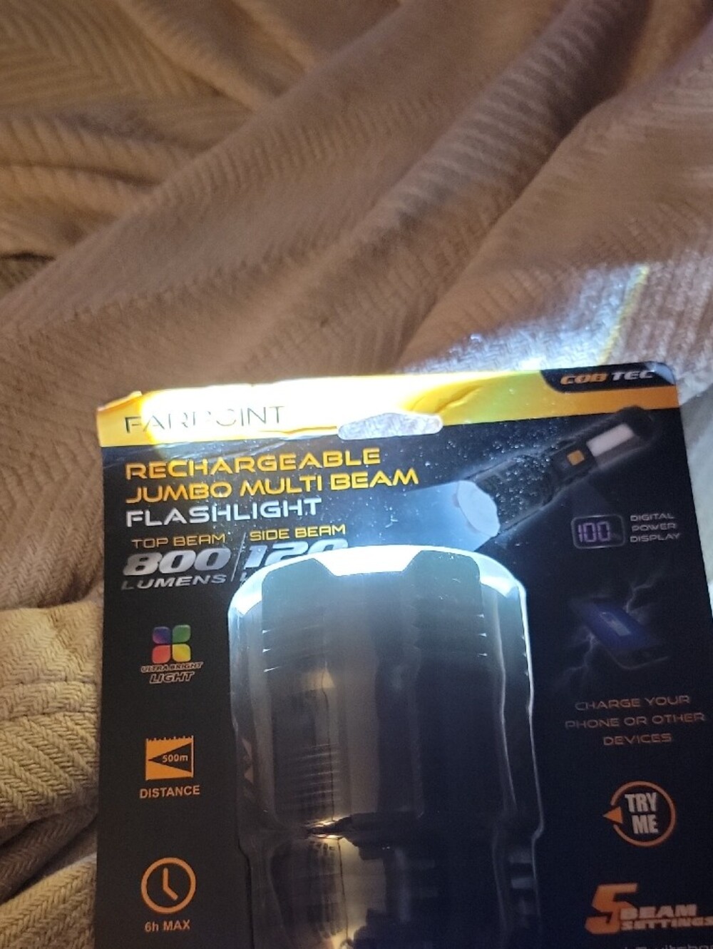 Rechargeable Black Flashlight - Multi-Beam LED - Picture 5 of 10